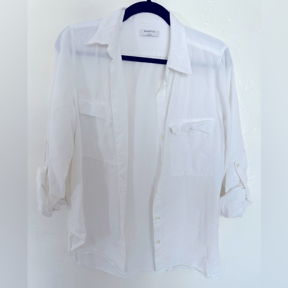 Babaton White Button-Down Blouse